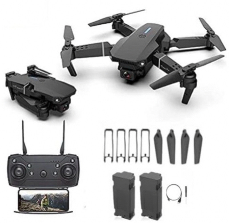 Flyzon E88 Pro Foldable Drone with 4K Dual Lens, 360° Roll & Altitude Hold 2.4 GHz AM4 4 Core Processor Designed for Workstation(Black)