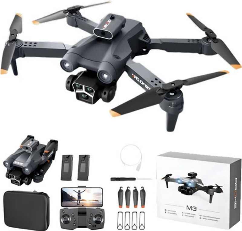 bestzone M3 MAX 4K HD FPV Drone | Dual Battery Brushless Drone | Foldable | 45 Min Flight 3.4 GHz AM4 4 Core Processor Designed for Server(Black)