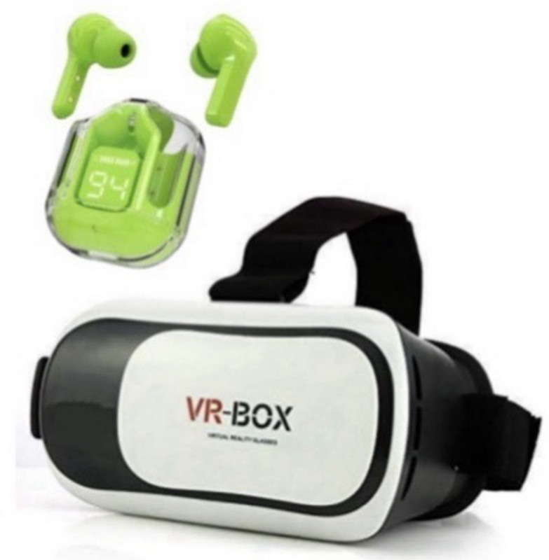 ImmersiOne VR Box Headset + Ultrapods Max Bluetooth Earbuds for Smart Fun 5.2 GHz AM3 1 Core Processor Designed for Mobile(Black)