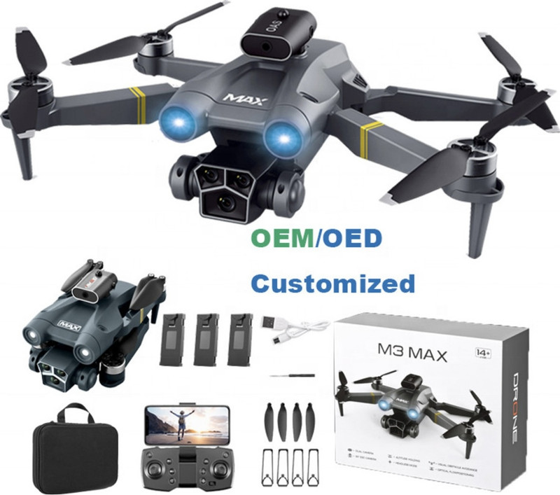 bestzone M3 MAX 4K HD FPV Drone | Dual Battery Brushless Drone | Foldable | 45 Min Flight 3.4 GHz AM4 4 Core Processor Designed for Server(Black)