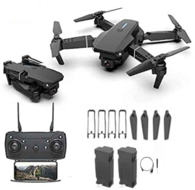 Nextone E88 Pro 4K HD FPV Drone | Dual Camera Foldable RC Quadcopter with 2 Battery Pack 2.4 GHz AM4 4 Core Processor Designed for Server(Black)