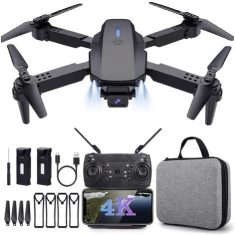 PROFLY E88 Pro 4K Camera Drone with Gesture Photo Focus & High Precision Hover Mode 2.4 GHz AM4 4 Core Processor Designed for Workstation(Black)