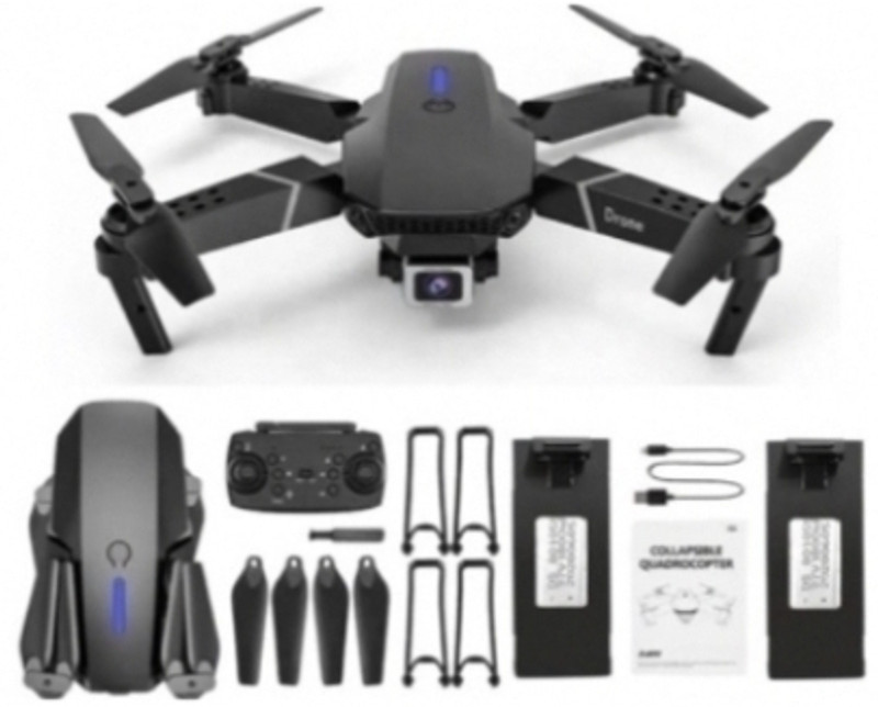 Hoveric E88 Pro Drone with Wide Angle Camera, LED Flash & Long Control Range 2.4 GHz AM4 4 Core Processor Designed for Workstation(Black)