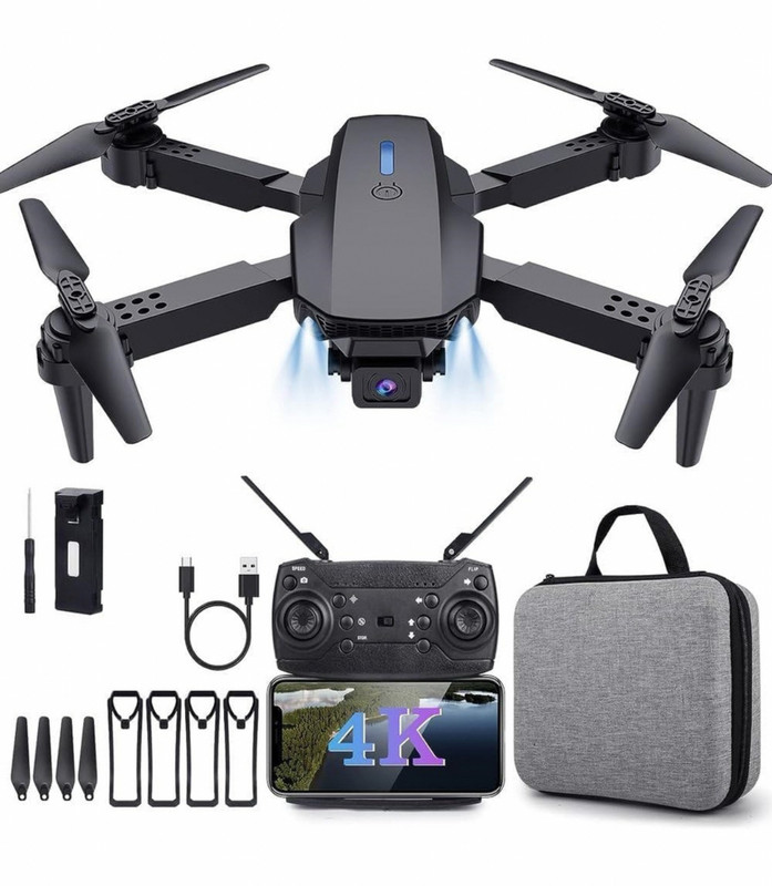 VortexFly Drone E88 Pro Foldable 4K Camera with FPV, Altitude Hold & 3D Stunt Flips 2.4 GHz AM2+ 2 Core Processor Designed for Workstation(Black)