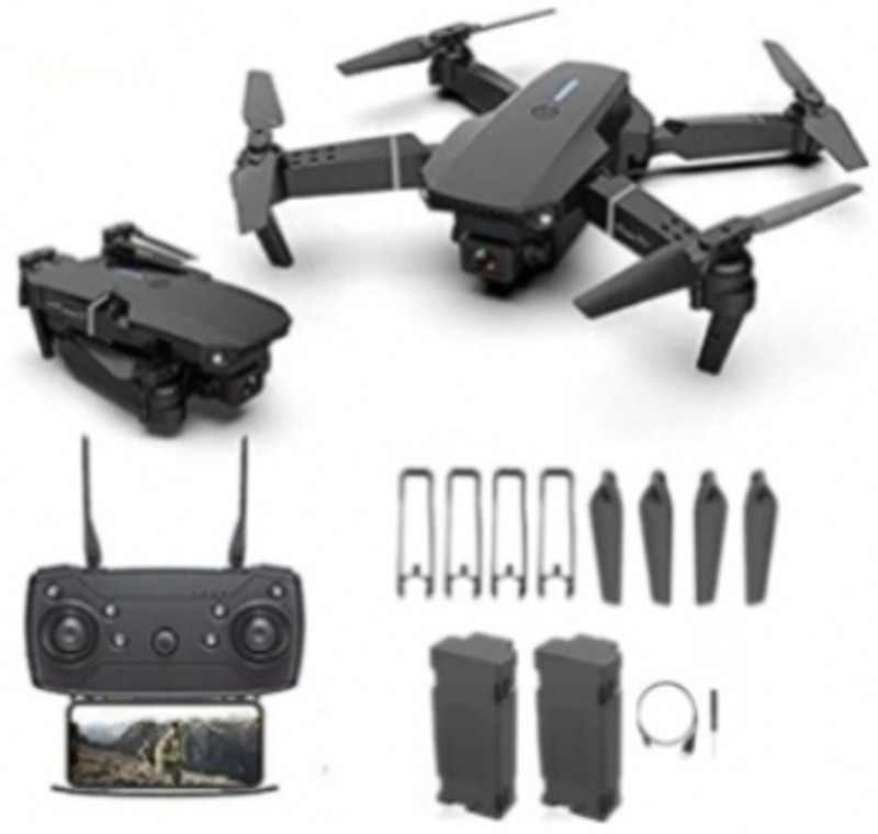 Wingix E88 Pro LED Light Drone with Headless Mode & One Touch Landing 2.4 GHz AM4 4 Core Processor Designed for Workstation(Black)