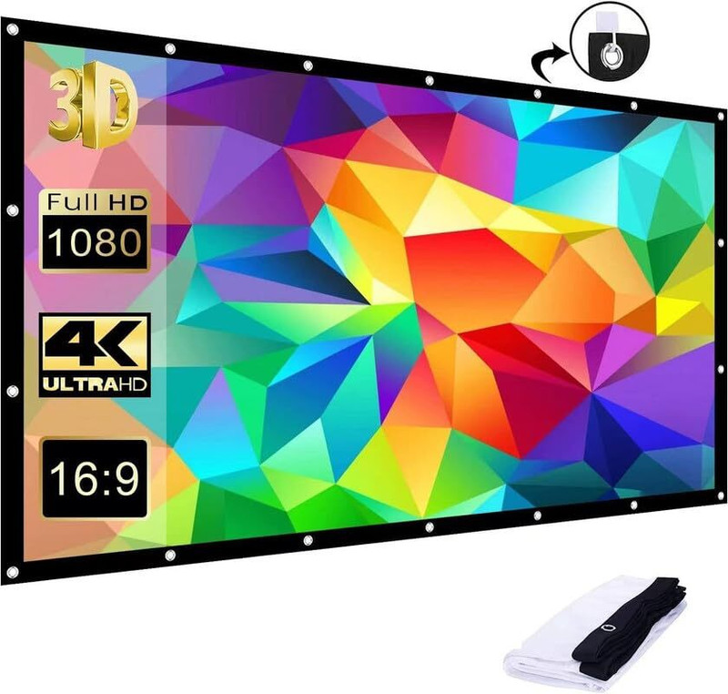 XTECTORVIEW 150 Inches Foldable Projector Screen 16:9 | Large Full HD Projection Wall Mount Projector Screen (Width 333 cm x 188 cm Height)