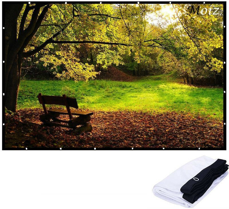 Moiz 80 Inch- 5.8Ft x 3.2Ft Anti-Creased, Foldable Anti-Light,16:9 4K Eyelet full HD Projector Screen (Width 177 cm x 100 cm Height)