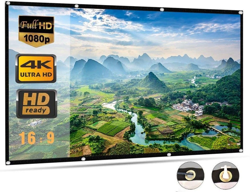 royality 120 inch 16:9 HD Projector Screen, Anti-Crease Foldable Portable, white matt Projector Screen (Width 105 cm x 59 cm Height)