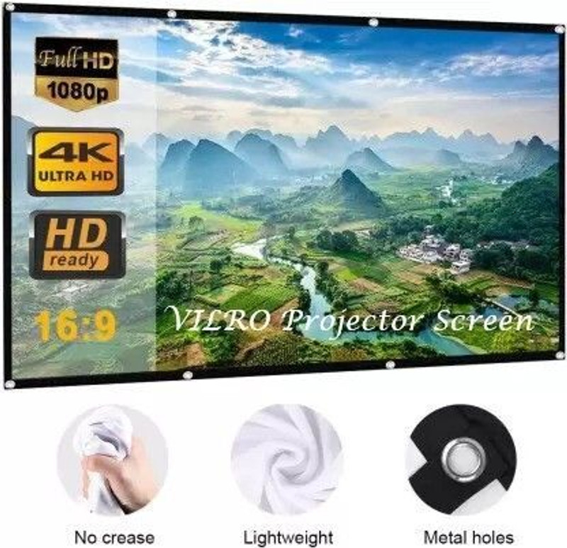 Vilro 120" Inch Projector Screen 8 x 6 Feet 4:3 Ratio 3D UHD (W) 96 x 72 Inch (H) Projector Screen (Width 244 cm x 183 cm Height)