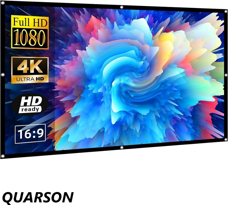 QUARSON 84 inch16:9HD Projector Screen Anti-Crease Foldable Portable white matte screen Projector Screen (Width 186 cm x 105 cm Height)