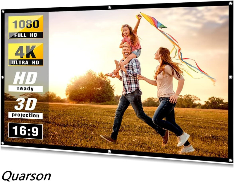 QUARSON 84 inch16:9HD Projector Screen Anti-Crease Foldable Portable white matte screen Projector Screen (Width 186 cm x 105 cm Height)