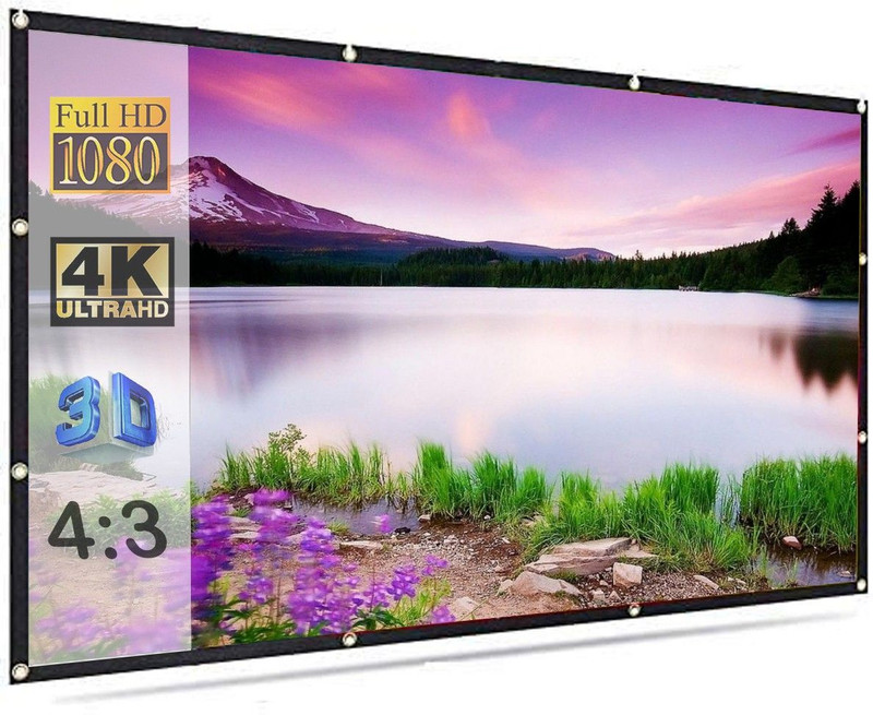Moiz 84" Inch Projector Screen (Foldable) 6 x 4 Feet 4:3 Ratio 3D UHD Supported Projector Screen (Width 184 cm x 124 cm Height)