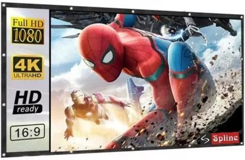 Spline 73 Inch- 5.4Ft x 3Ft (foldable) 16:9 Eyelet Projector Screen (W) 64 x 36 In (H) Projector Screen (Width 162 cm x 91.44 cm Height)