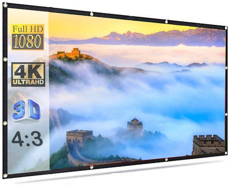 Moiz 150 Inch Foldable, Eyelet (10 x 8 Feet 4:3 Ratio) 3D UHD Supported Full HD Projector Screen (Width 304 cm x 228 cm Height)