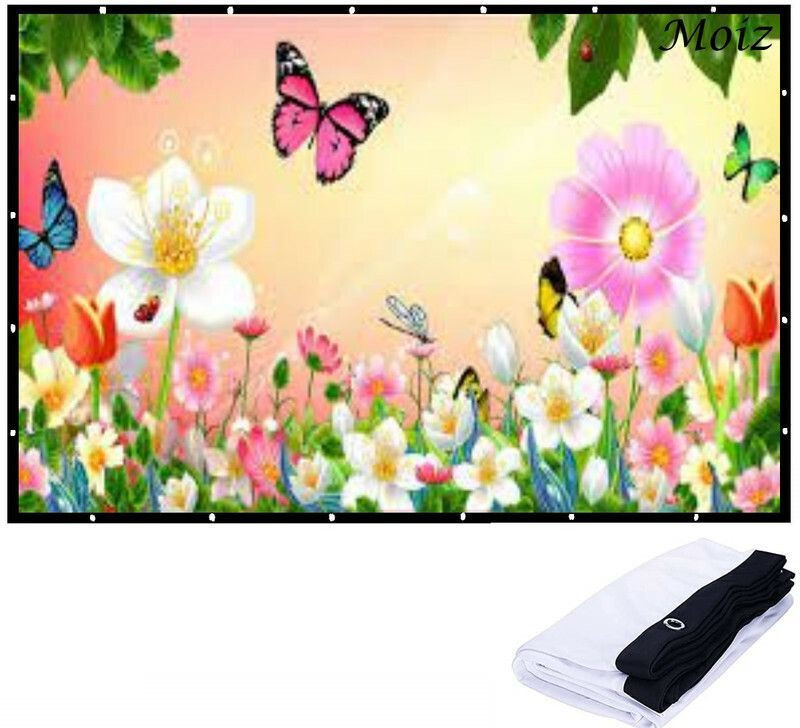 Moiz 100 Inch Diagonal Foldable Eyelet (7 ft. (W) x 5 ft. (H)) Ratio-4:3 Anti-Crease Projector Screen (Width 203 cm x 152 cm Height)