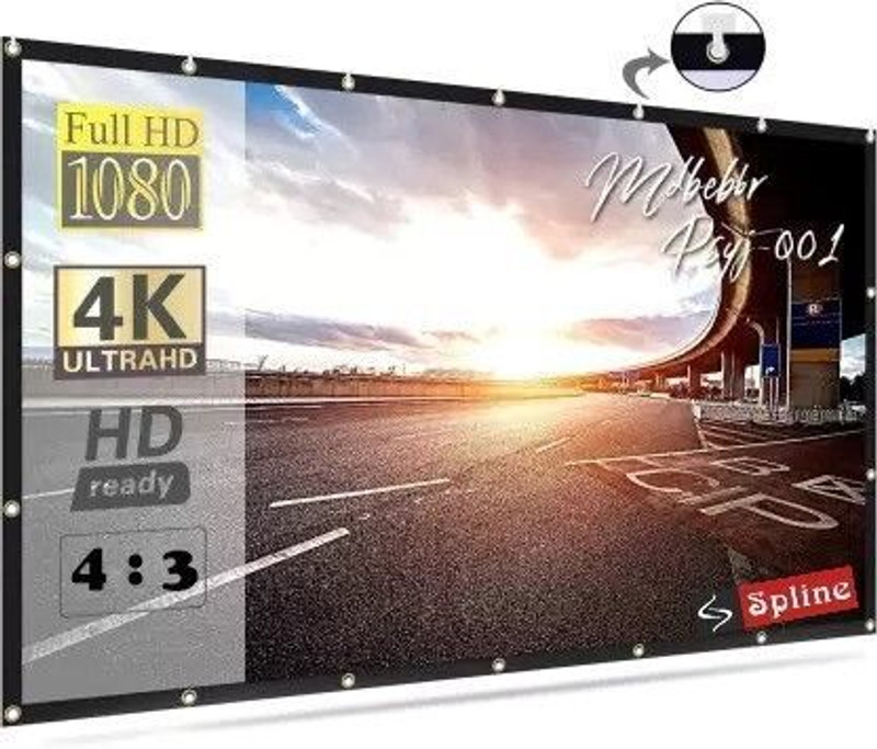 Spline 86 Inch Diagonal, 4:3 Ratio Supports UHD-3D-4K 69In x 52In Foldable Anti-Crease Projector Screen (Width 175 cm x 132 cm Height)