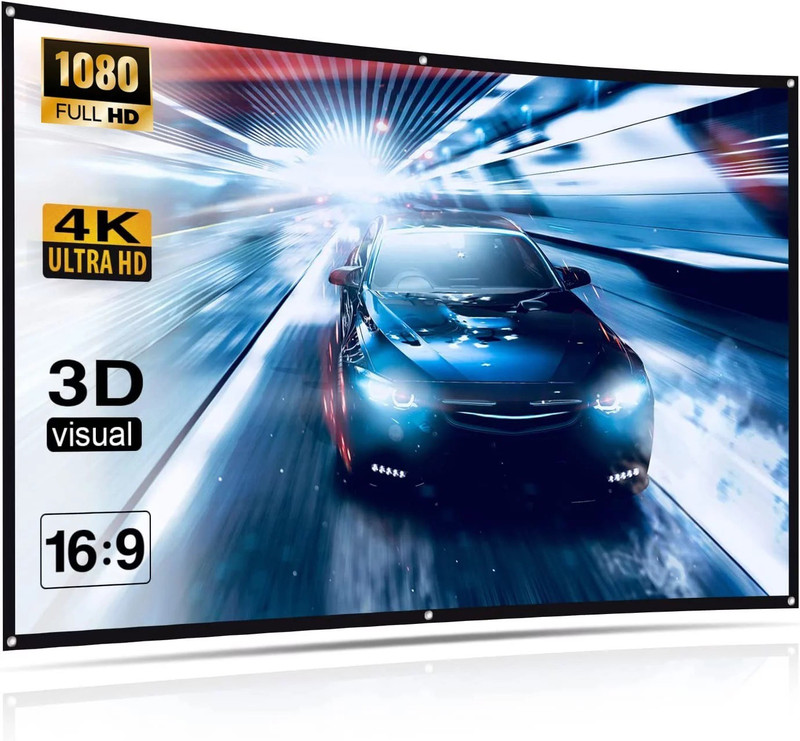 dev lite screens 130 Inch- 9.5FTx 5.3FT Foldable 16:9 4K Projector Screen (W) 114 x 64 Inch (H)) Projector Screen (Width 288 cm x 162 cm Height)
