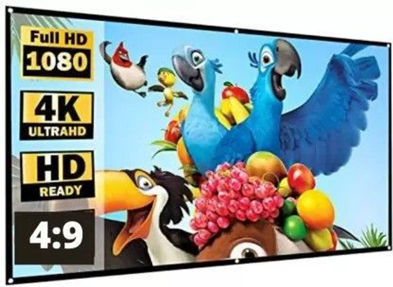 royality 84 inch 4K 4:3 HD Portable Eyelet Screen, (6 ft. (W) x 4 ft. (H) Anti-Crease Projector Screen (Width 184 cm x 122 cm Height)