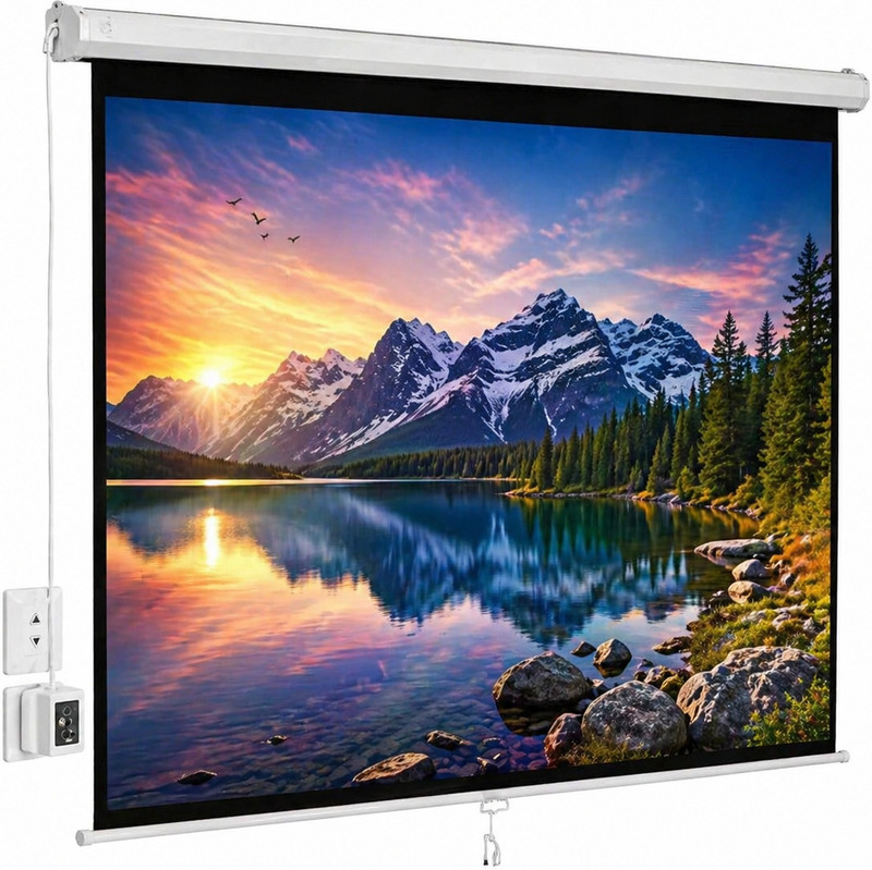 TONZO Motorized Projector Screen 150 Inch 4:3 Electric Wall Mount Remote Control Projector Screen (Width 304.8 cm x 228.6 cm Height)
