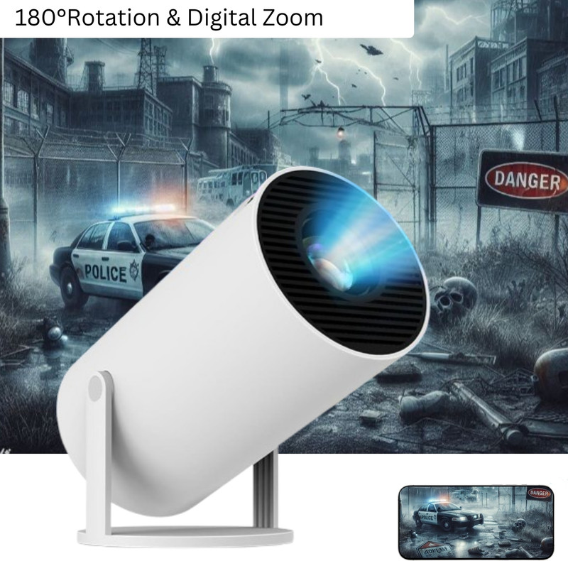 SACRO Smart Projector for Home 4K Support Rotabable Design withApp Netflix,YouTubeZ64 (4500 lm / 1 Speaker / Wireless / Remote Controller) Portable Projector(White)