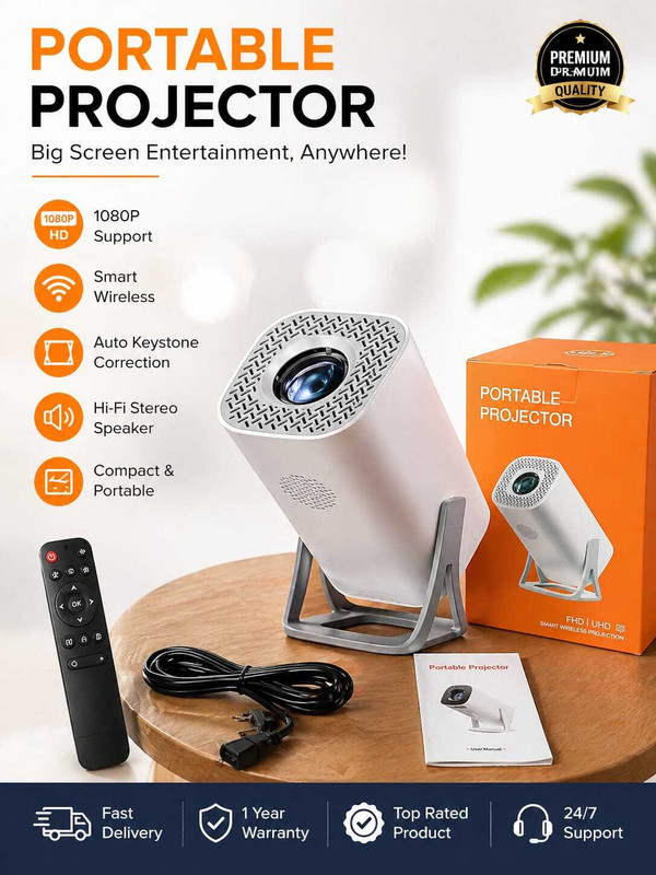venturer Smart Mini Projecto (1500 lm / 1 Speaker / Wireless / Remote Controller) Portable Projector(White)