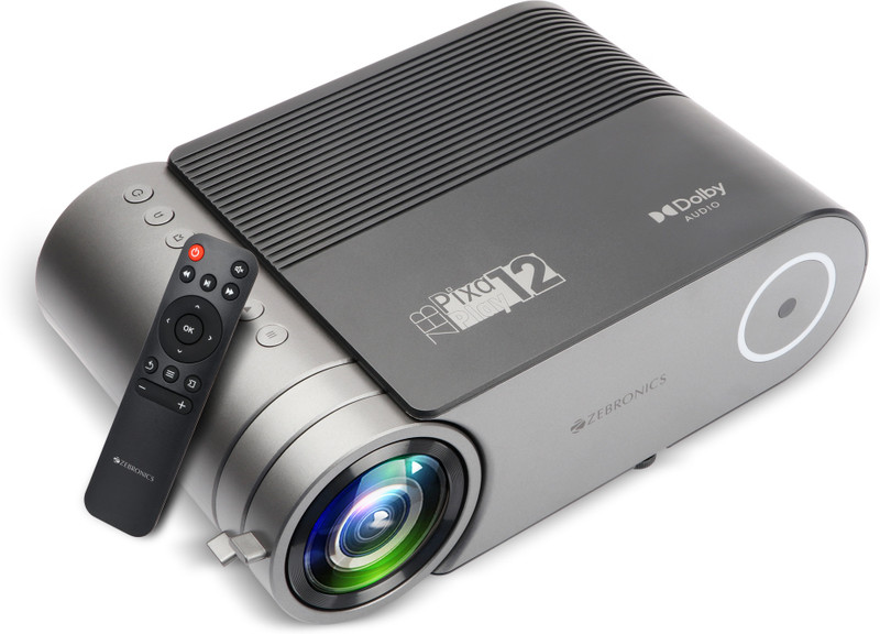 ZEBRONICS Zeb-PixaPlay 12 (4400 lm / 1 Speaker / Remote Controller) Projector(Black)