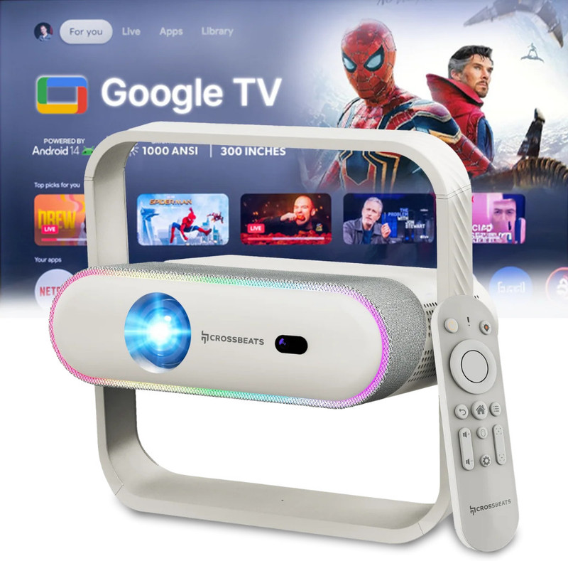 CrossBeats Lumex Prism (750 lm / 1 Speaker / Wireless / Remote Controller) Portable Projector(White)
