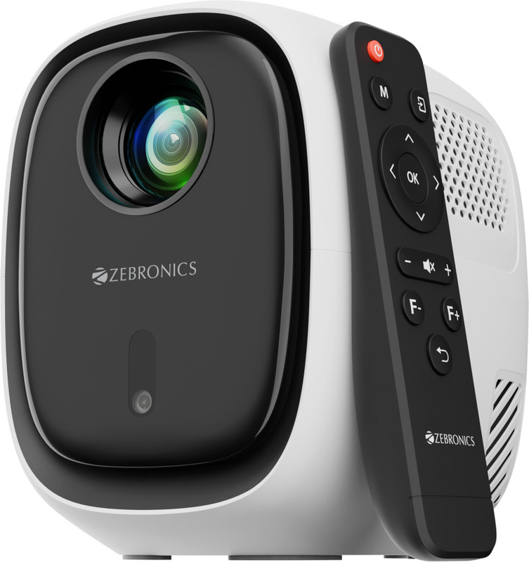 ZEBRONICS Zeb Pixaplay 53 (3500 lm) Portable /ZEB-Pixaplay 53 1080p Native with 4K Support, 120 Inch Screen Size, Auto Focus, Auto Keystone, Bluetooth, HDMI, USB, WIFI, Miracast, App Support Smart Vertical Projector(White, Black)