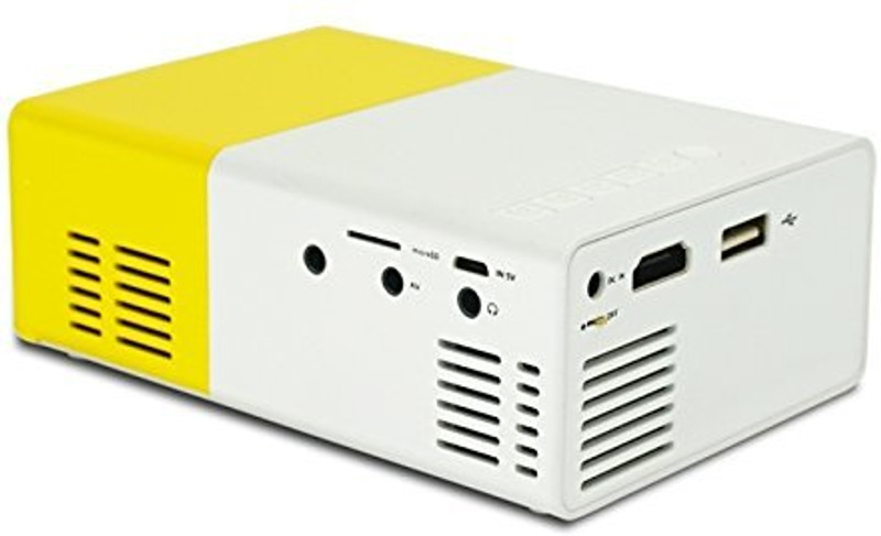 RHONNIUM iOS-Android LCD 1080P LED Projector 400 lm LED Corded & Cordless Mobiles Portable Projector(Yellow)
