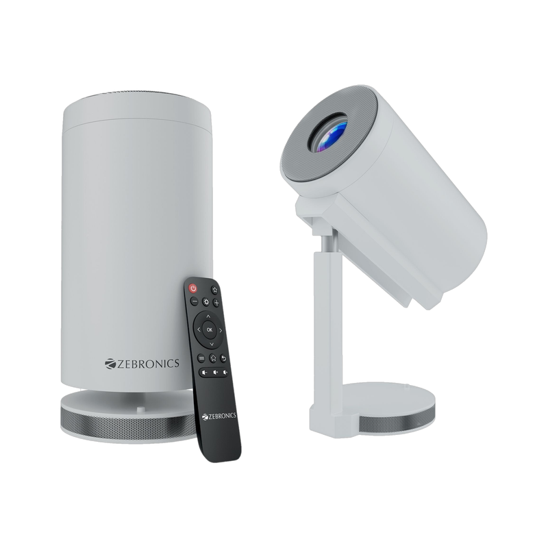 ZEBRONICS Zeb-Pixa Play 30 (2800 lm / 2 Speaker / Wireless / Remote Controller) Portable with 1080p Support, 90 Degree Tilt, Auto Keystone Adaptation, Built-in Netflix, Miracast, Up to 100-inch Screen Projector(White)