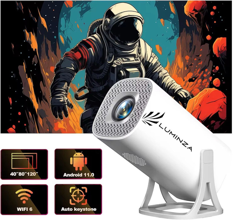 LUMINZA Projector1080pSupport,WiFi,9000lm/1 Speaker/Wireless/Remote Controller)Portable (8500 lm / 1 Speaker / Wireless / Remote Controller) Portable Projector(White)