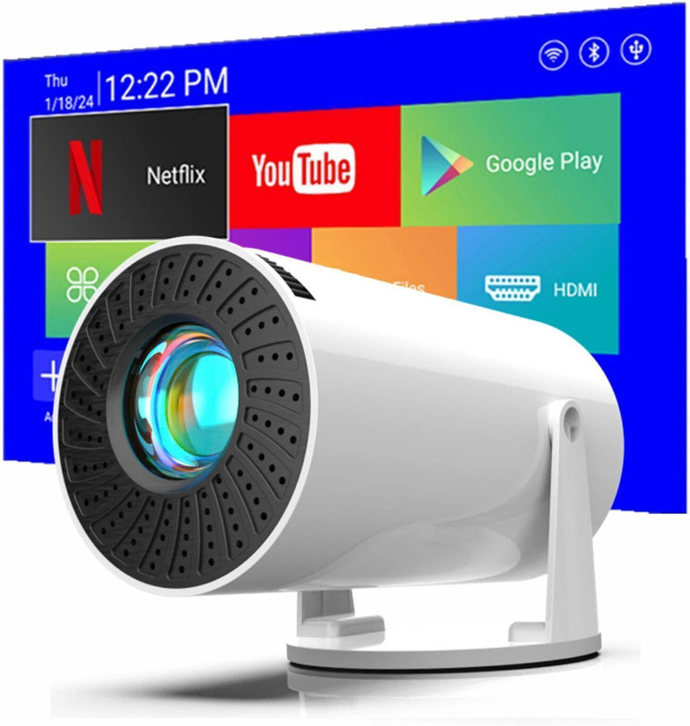 NKY 4K LED Projector with Android 11, Wifi, Bluetooth, Built in Speaker A8 (5000 lm / 1 Speaker / Wireless / Remote Controller) Portable Projector(White)