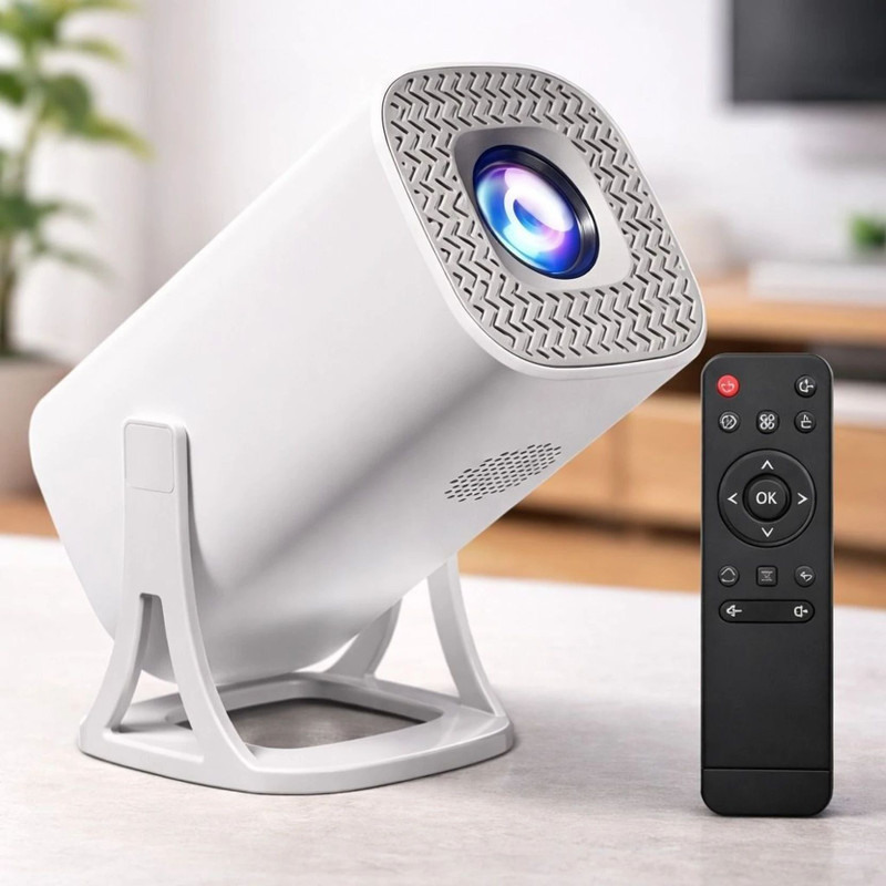 Trending Store TS40 Android 14.0, 1GB/8GB 1080P & 4K Support, 2X Brighter Smart Projector (6500 lm / 1 Speaker / Wireless / Remote Controller) Portable Projector(White)