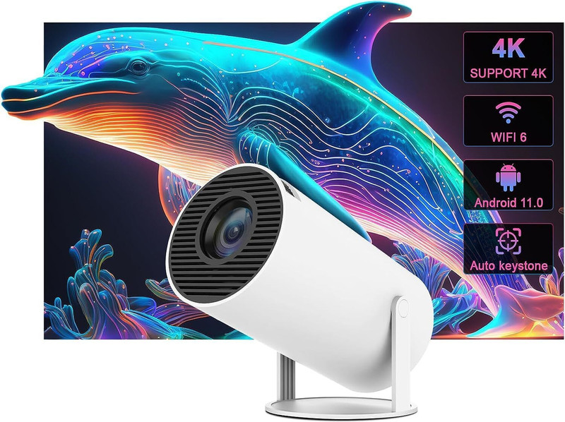 UNIC T6 WIFI LED Projector 1080p Full HD with Built-in YouTube - Supports Wifi, HDMI,VGA,AV IN,USB, Miracast - Mini Portable 4700 lm LCD Corded 4700 lm LED Corded Portable Projector(White, Grey)