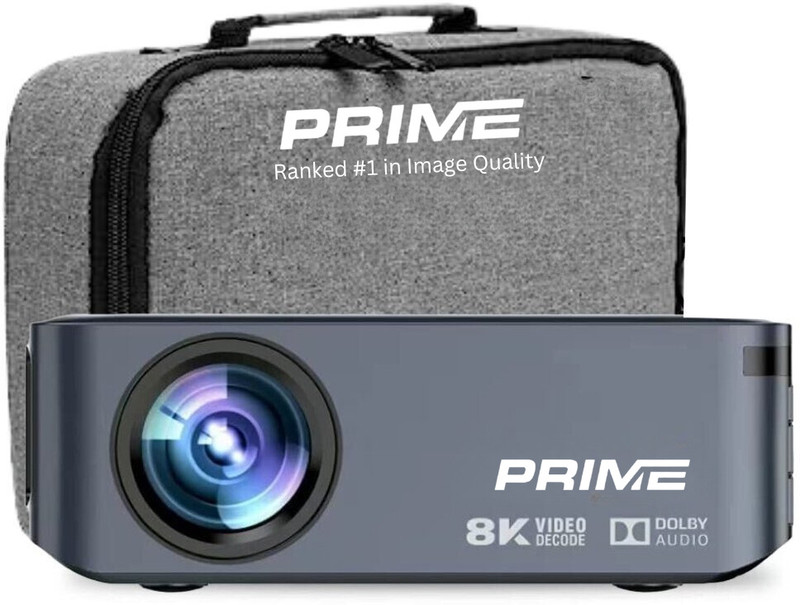 Prime Projector Latest X Series X1 Smart Projector |8500 Lumens, 4K 3D |WiFi |Android 9.0| Grey (8500 lm / 2 Speaker / Wireless / Remote Controller) Portable Projector(Grey)