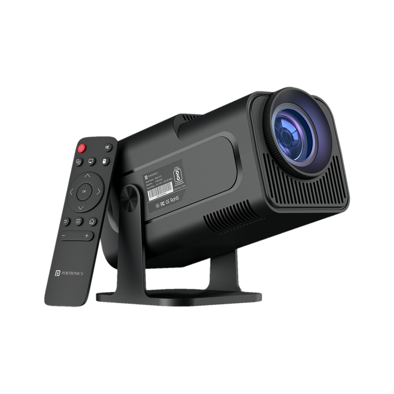 Portronics Beem 470, Built-in Apps, Android 11, 1080p FHD, 4500 lm, 5W Speaker, Bluetooth (4500 lm / 1 Speaker / Wireless / Remote Controller) Portable Projector(Black)