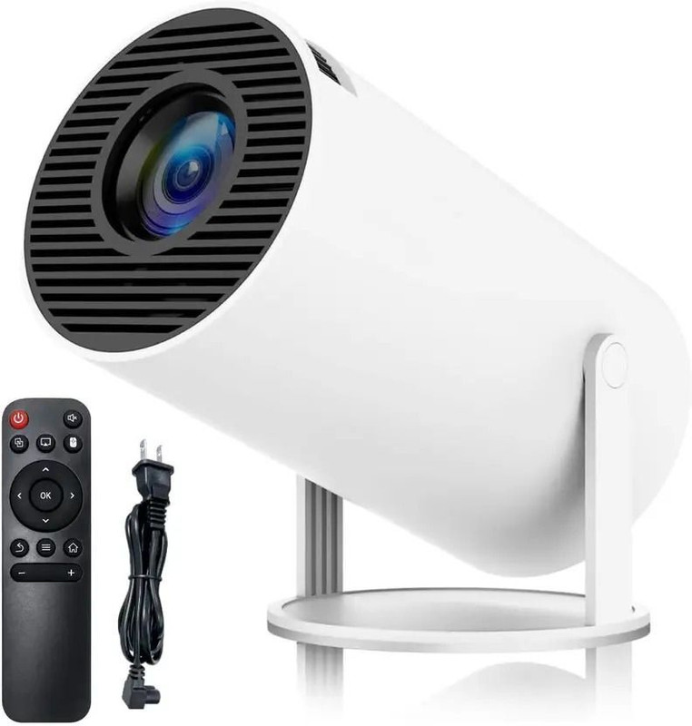 Divine creation HY300 Smart Mini Portable Projector WiFi & Bluetooth|180° Rotating Full HD D16 (4800 lm / 1 Speaker / Wireless / Remote Controller) Portable Projector(White)
