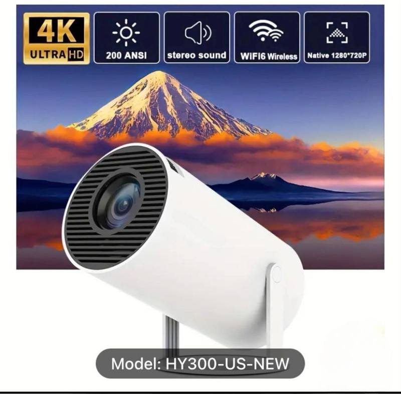 VistaraQ HY300 Pro Portable Smart Projector 4K Support WiFi BT (5000 lm / 1 Speaker / Wireless / Remote Controller) Portable Projector(Pearl White)