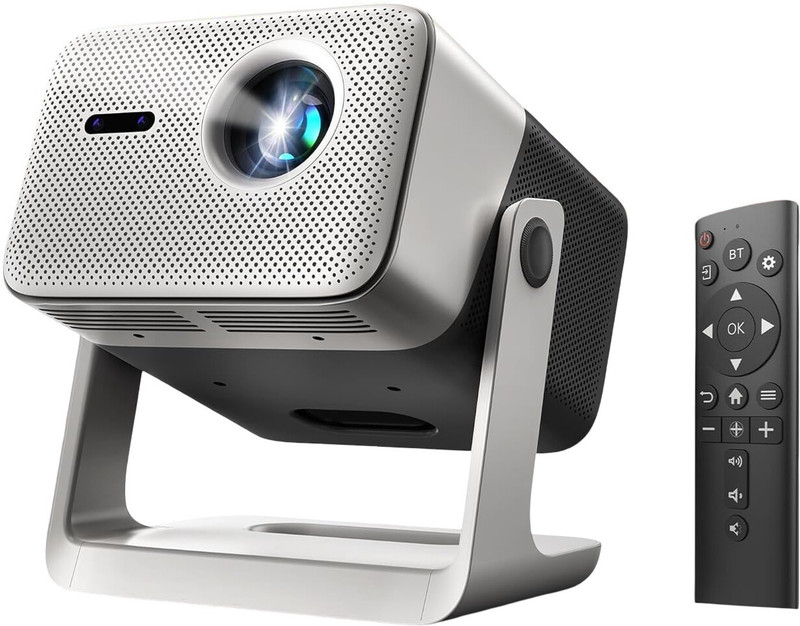 CrossBeats Lumex Vista 1200 ANSI 4K Ultra HD[Dolby Audio Official]1080p Native, Android TV (18500 lm / 2 Speaker / Wireless / Remote Controller) Portable Portable Home Theater Cinema, Smart mini with Built-in Apps, 300''Display Projector(White)