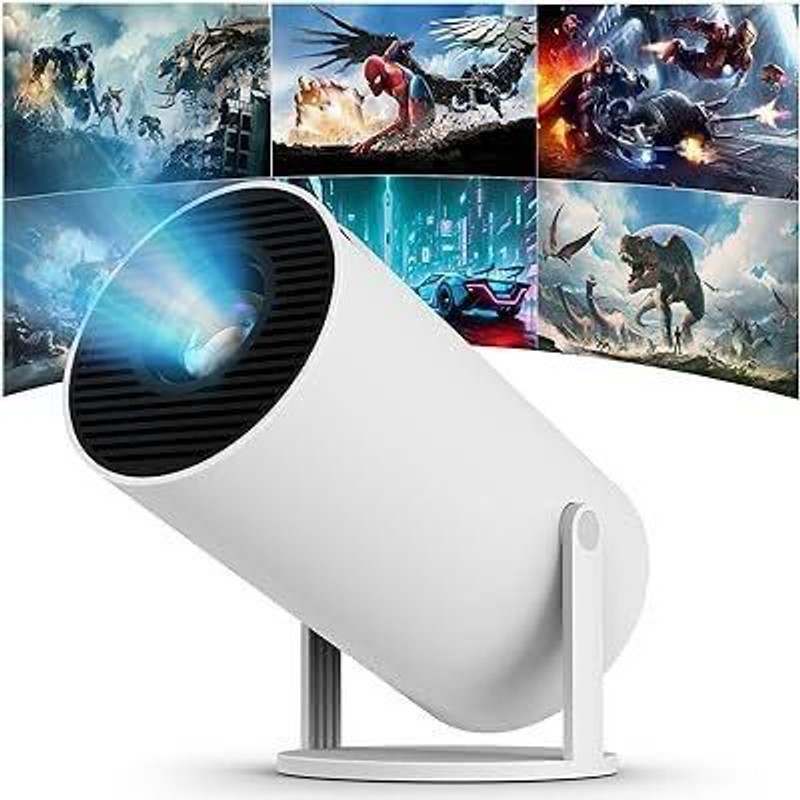 VYNEX Portable Android Projector 4K Support, 1080P, White (5500 lm / 1 Speaker / Wireless / Remote Controller) Portable Projector(White)