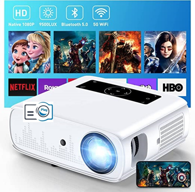 PLAY Android 9.0 Full HD 1080p Dual band WiFi/BT 5.1Focus 8GB Storage Projector (6500 lm / Wireless / Remote Controller) Projector(Black)