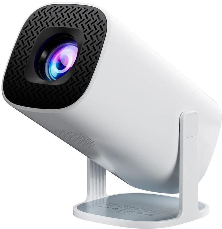 AVOIHS Mini Projector with Stand 4K WiFi Bluetooth Portable Smart LED Home Projector (8400 lm / 1 Speaker / Wireless / Remote Controller) Portable Projector(Cream)