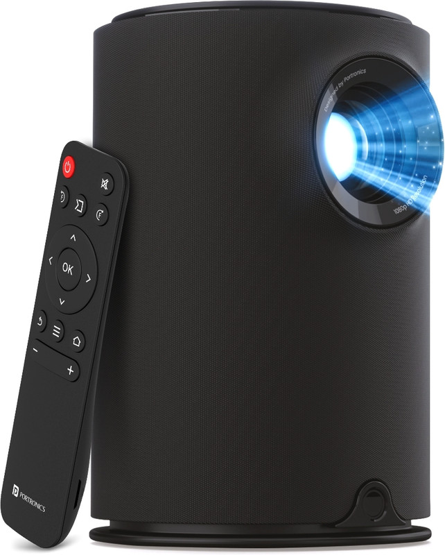 Portronics Beem 410 Smart LED Projector with Android 9.0, 1080p HD Resolution, 6W Speaker (3600 lm / Remote Controller) Portable Projector(Black)