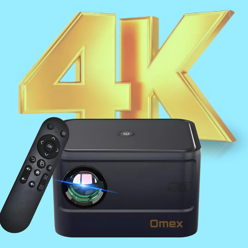Omex Short Throw 4K decoding Android Dolby Audio 2.4G/5G WiFi Bluetooth 5.0 (6500 lm / 2 Speaker / Wireless / Remote Controller) Portable Projector(Black)