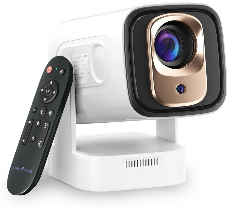 KRISONS Razor-005 1080P Native |4K HD Short Throw|Bluetooth Remote| (14000 lm / 1 Speaker / Wireless / Remote Controller) Portable Projector(White)