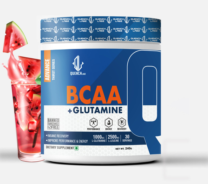 QUENCHLABZ BCAA + Glutamine - Muscle Recovery Supplement BCAA(240 g, Watermelon)