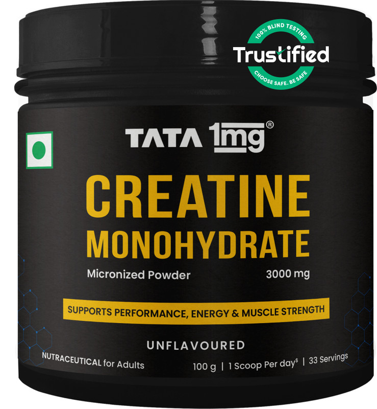 TATA 1mg Monohydrate 2X Micronized Zero Calories Fast Absorption Creatine(100 g, Unflavored)