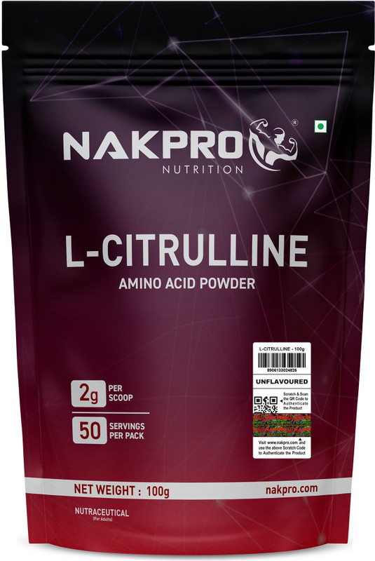 Nakpro L-Citrulline Powder, Boosts Nitric oxide & Muscle growth EAA (Essential Amino Acids)(100 g, Unflavoured)