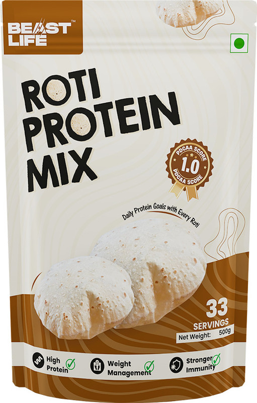 BeastLife Roti High Rich Protein 33 servings -90% Protein per scoop Plant-Based Protein(500 g, Unflavoured)