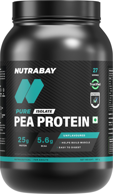 Nutrabay Pure 100% Pea Isolate Plant-Based Protein(2 pounds, Unflavored)